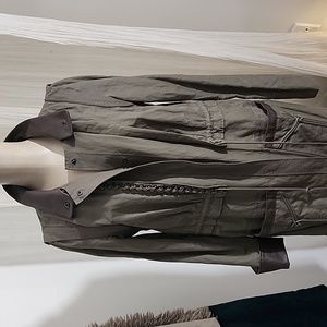 ELIE TAHIRI LIGHTWEIGHT COAT STITCHED LEATHER VINTAGE LONG COAT TRENCH COAT SZ S